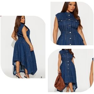 Fashion Nova Blue High-Low Denim Dress